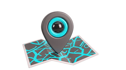 3D Map Pin and Location Icon