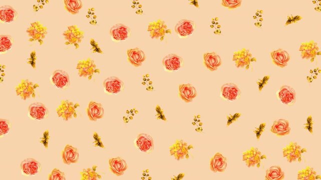 Soft and elegant floral watercolor pattern with pastel blossoms on a pink background, perfect for romantic, decorative, and fashion oriented designs.