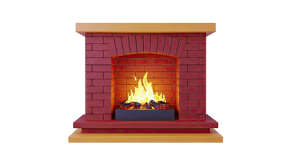Animated Fireplace with Burning Logs