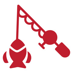 Fishing Rod and Caught Fish Icon