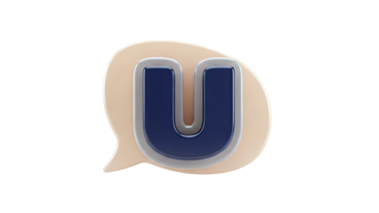3D Letter U in a Speech Bubble