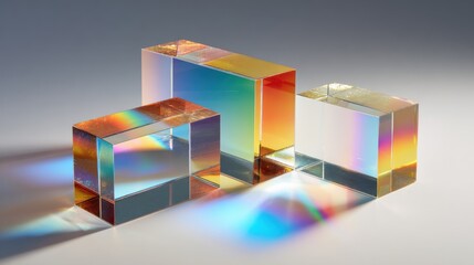 Colorful Light Reflection with Transparent Acrylic Blocks on Surface