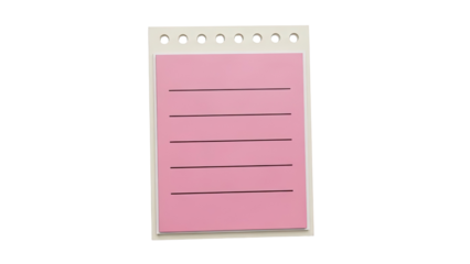 Pink Lined Notebook Page with Binder Holes