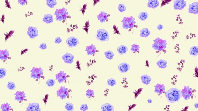 Soft and elegant floral watercolor pattern with pastel blossoms on a pink background, perfect for romantic, decorative, and fashion oriented designs.
