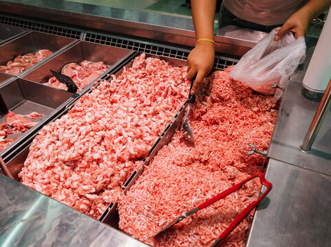 Fresh Ground Meat displayed in a supermarket