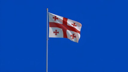 Georgia flag waving proudly against a blue screen background, a symbol of national pride and patriotism in a dynamic video sequence