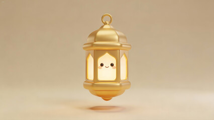 Cute Glowing Ramadan Lantern with Soft Golden Light
