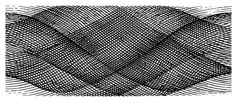 Abstract wavy line pattern with vintage engraving texture