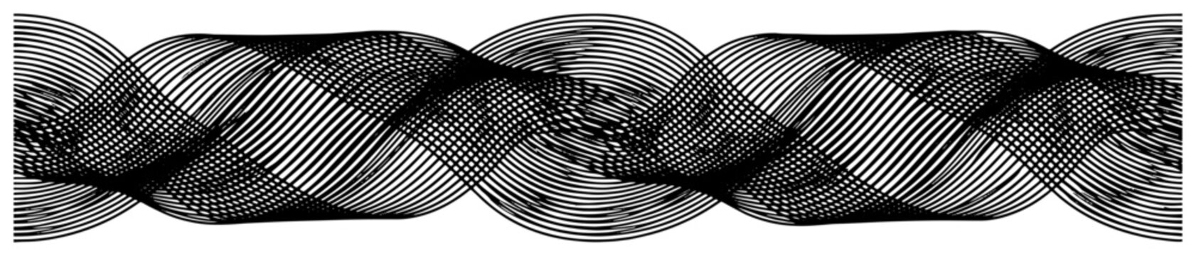 Abstract wavy guilloche pattern border with twisted geometric lines for certificates and currency