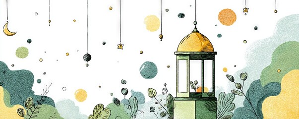 Playful Hand-Drawn Festive Doodle Illustration with Whimsical Elements and Colors