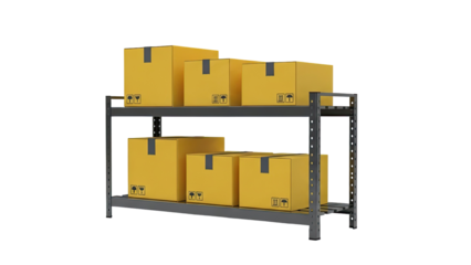 Yellow Cardboard Boxes on Storage Shelving