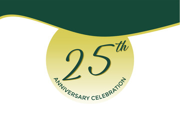 25th anniversary celebration with green design on white background. Anniversary celebration concept symbolizing love, commitment, and success. Perfect for weddings and relationships.