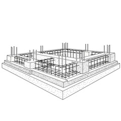 Building foundation construction blueprint.