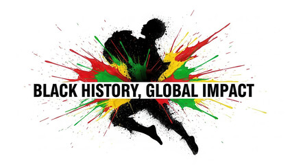 Silhouette of a person with vibrant paint splatters and text overlay