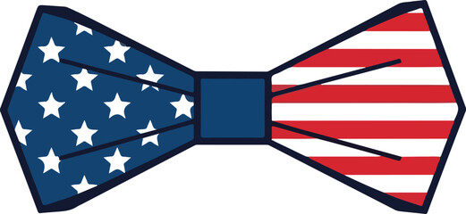 American Flag Bow Tie Illustration Patriotic Accessory for Independence Day and Celebrations