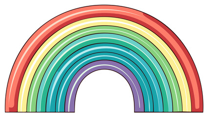 Obraz premium Colorful Rainbow Illustration with Vibrant Hues and Black Outlines