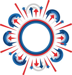 Abstract Circular Design with Arrows and Stars A Vibrant Patriotic Composition