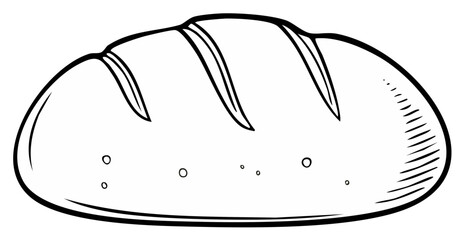 Artistic bread illustration. A sketched loaf with slashes ready to be baked. Outline detail.