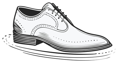 Elegant men's shoe illustration in detailed line art, for formal occasions