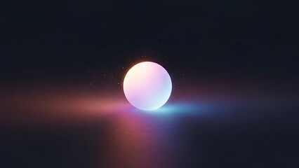 Luminous Orb Emitting Gradient Pink and Blue Light on a Dark Abstract Background, Digital Art Sphere with Soft Glow and Reflection