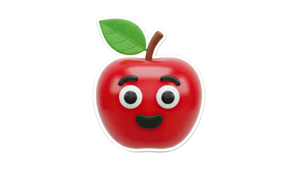 Happy Red Apple Character
