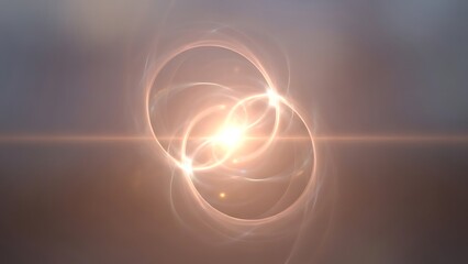 Luminous Intertwined Light Rings with Central Flare and Ethereal Glow on Abstract Background