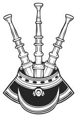 Illustration of a Traditional Bagpipe Musical Instrument
