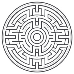 Complex Circular Labyrinth Puzzle Design With Intricate Pathways and a Central Goal