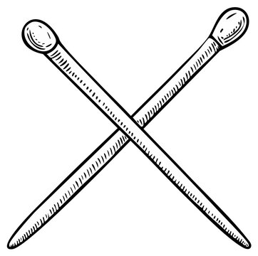 Crossed Matches Illustration in Hand Drawn Style for Danger or Symbolism Imagery