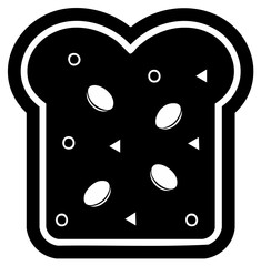 Black and White Icon of a Slice of Seeded Bread