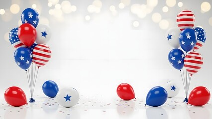 Independence Day: Patriotic Balloon Border with Copy Space