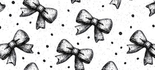 Black and white bow pattern on transparent background