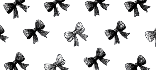 Black bow pattern on transparent background
