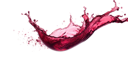 Wine splash dynamic motion on transparent background