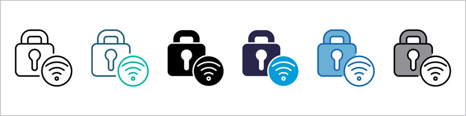 Secure Connection Single Icon Set Multistyle