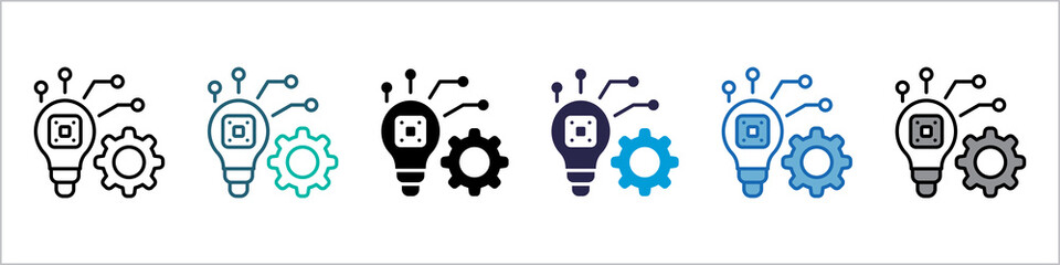 Machine Learning Single Icon Set Multistyle