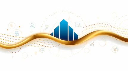 abstract background with glowing line and blue shape bar