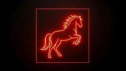 Red Neon Horse Symbol for Chinese New Year 2026.