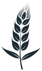 Obraz premium Minimalist dark stylized wheat stalk with leaves and grains