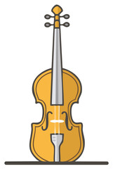 Fototapeta premium Simple Yellow Violin Icon with Dark Outline Music Instrument Design