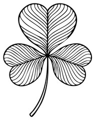 Stylized Three Leaf Clover Shamrock Line Art Drawing Illustration Symbol