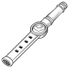 Contour illustration of a Renaissance wind instrument. Historic wind instrument woodcut. Recorder illustration.