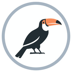 Stylized Toucan Bird Icon Inside Circle, Simple Vector Illustration Design