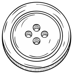 Detailed Line Art of a Classic Four-Hole Button for Sewing and Crafting Projects