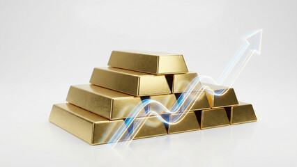 Gold bar value rising investment growth concept.