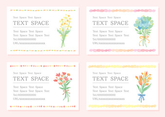 Natural watercolor floral business card design set (4 variations)
