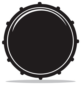 Black and white vector illustration of a drum. Isolated musical instrument.