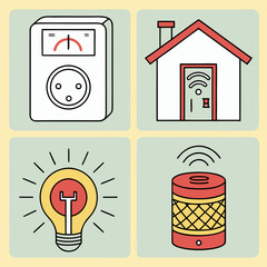 Smart Home Automation and IoT Device Flat Vector Icon Set