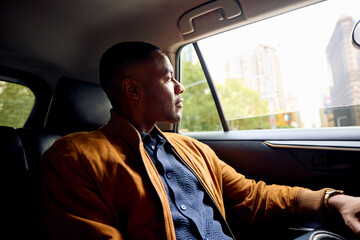 Man commutes by taxi