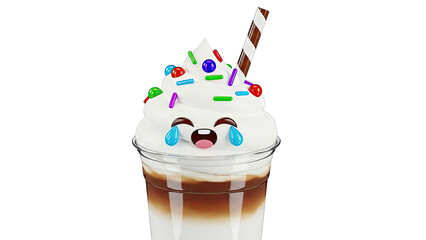 Crying Laughing Emoji Drink with Sprinkles and Wafer Stick